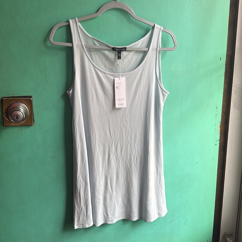 Eileen Fisher scoop neck tunic in “rain” size small